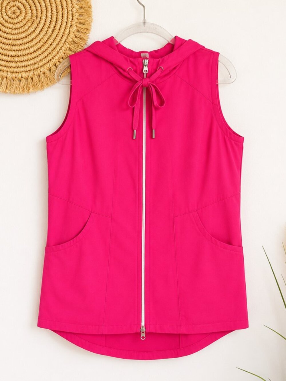 Neon Buddha NEW Hot Pink Attitude Zip Front Luxe Leisure Hooded Vest SZ Medium